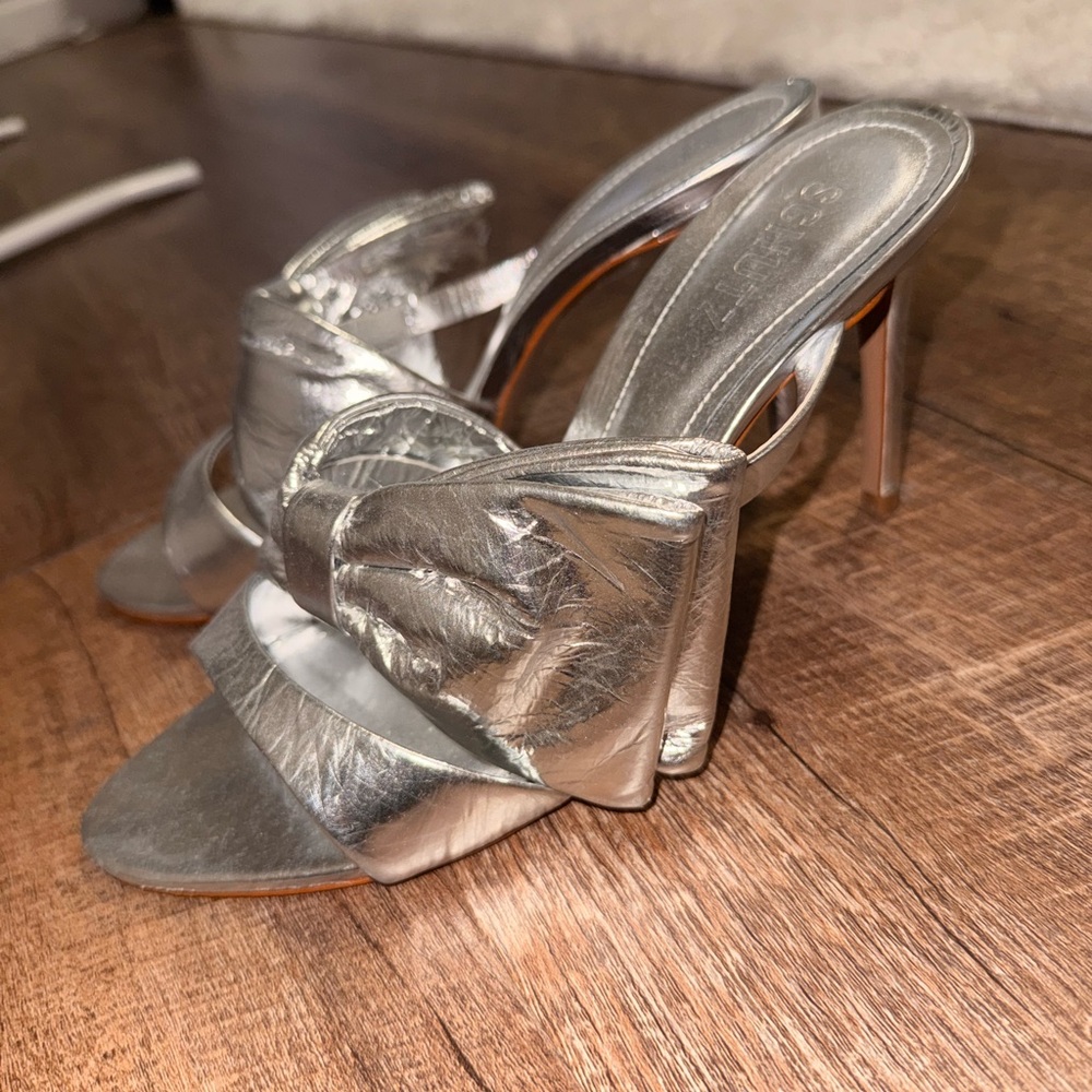 SCHUTZ Silver Bow Sandals
